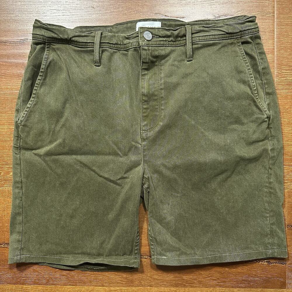 Frame Shorts Mens 33 7" Olive Green Acid Wash Classic Retro Nature City Alt